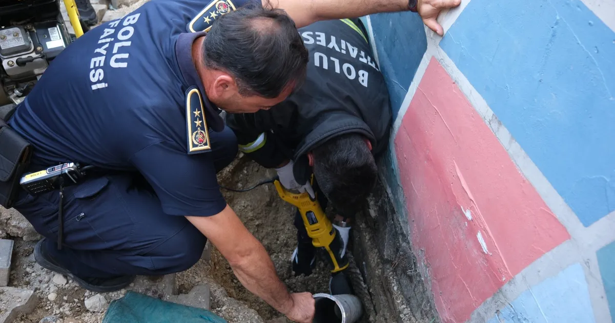 İtfaiyeden kedi kurtarma operasyonu
