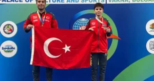 Karatay Belediyespor’un ulusal atleti Burak Demirci, Bulgaristan’da düzenlenen Trampolin Cimnastik