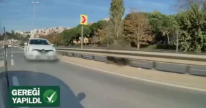 İstanbul Sarıyer’de diğer bir aracın önünü kesmeye çalışan şoförün yakalandığını