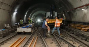 İzmir Metrosu Fahrettin Altay İstasyonu’nda başlatılan makas değişim çalışmalarında yoğun