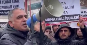 Başpınar OSB’deki Sırma Halı fabrikasında aylıklarını alamayan işçilere destek veren