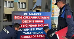 Çorum Belediyesi Zabıta Müdürlüğü ekipleri, son kullanma tarihi geçmiş ürün