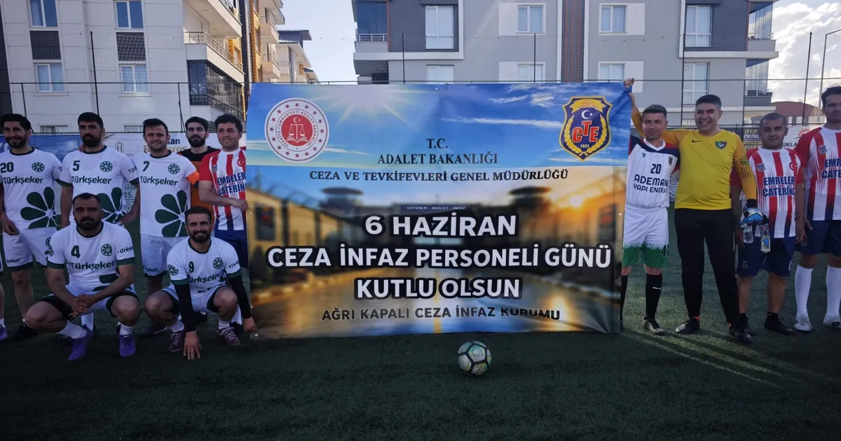 Ağrı’da kurumlararası turnuvada Cezaevi’nden anlamlı pankart