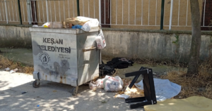 Edirne'nin Keşan ilçesinde otların temizlenmemesi ve çöp konteynerlerinin zamanında boşaltılmaması