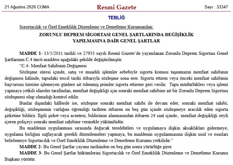 DASK’ta sistem değişti! Konut satışında mevcut poliçe sona erecek