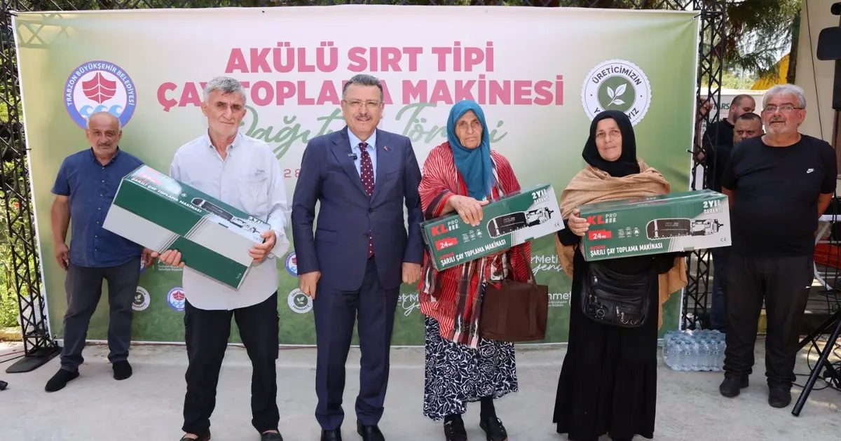 Trabzon’da çay üreticisine şarjlı makine desteği