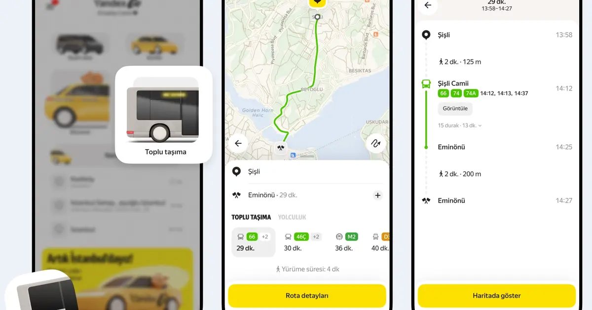 Yandex Go’ya toplu taşıma planlama özelliği