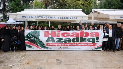 Bursa Gönüllü Kuruluşlar Platformu, Azerbaycan’da uygulanan başörtüsü yasağını protesto etmek
